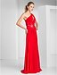 cheap Special Occasion Dresses-Sheath / Column Cut Out Prom Formal Evening Military Ball Dress One Shoulder Sleeveless Floor Length Chiffon with Beading Draping Side Draping 2022 / Split Front