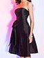 cheap Cocktail Dresses-Ball Gown Little Black Dress Cocktail Party Dress Strapless Sleeveless Knee Length Taffeta with Bow(s) Draping 2020
