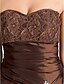 cheap Mother of the Bride Dresses-A-Line Mother of the Bride Dress Wrap Included Sweetheart Neckline Strapless Floor Length Lace Taffeta 3/4 Length Sleeve with Lace Beading Draping 2021