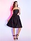cheap Cocktail Dresses-Ball Gown Little Black Dress Cocktail Party Dress Strapless Sleeveless Knee Length Taffeta with Bow(s) Draping 2020