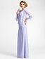 cheap Mother of Bride Dresses with Jacket-Sheath / Column Mother of the Bride Dress V Neck Floor Length Chiffon 3/4 Length Sleeve Wrap Included with Criss Cross Beading 2023