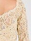 cheap Mother of the Bride Dresses-Mermaid / Trumpet Mother of the Bride Dress Elegant Scoop Neck Sweep / Brush Train Satin Lace Half Sleeve with Beading 2023