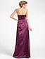 cheap Mother of the Bride Dresses-Sheath / Column Mother of the Bride Dress Wrap Included Strapless Straight Neckline Floor Length Satin Beaded Lace 3/4 Length Sleeve with Beading Side Draping Flower 2023