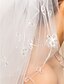 cheap Wedding Veils-Three-tier Pencil Edge Wedding Veil Fingertip Veils with Embroidery 47.24 in (120cm) Tulle A-line, Ball Gown, Princess, Sheath / Column, Trumpet / Mermaid / Classic