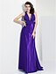 cheap Special Occasion Dresses-Sheath / Column Beautiful Back Dress Prom Formal Evening Floor Length Sleeveless Plunging Neck Chiffon with Ruched Beading 2023