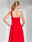 cheap Special Occasion Dresses-Sheath / Column Cut Out Prom Formal Evening Military Ball Dress One Shoulder Sleeveless Floor Length Chiffon with Beading Draping Side Draping 2022 / Split Front