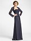 baratos Conjuntos elegantes com Casaco-A-Line Mother of the Bride Dress Wrap Included Strapless Floor Length Chiffon Long Sleeve with Beading Draping 2024