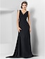 levne Večerní šaty-pouzdro / sloup elegantní zásnubní formální večerní šaty ve výstřihu bez rukávů šifon s krystaly 2021