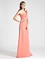 cheap Bridesmaid Dresses-Princess / A-Line Bridesmaid Dress One Shoulder Sleeveless Floor Length Chiffon with Ruched / Flower 2022