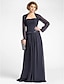 cheap Mother of Bride Dresses with Jacket-A-Line Mother of the Bride Dress Wrap Included Strapless Floor Length Chiffon Long Sleeve with Beading Draping 2024