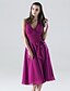 cheap Bridesmaid Dresses-A-Line Halter Neck / V Neck Tea Length Chiffon Bridesmaid Dress with Sash / Ribbon / Bow(s) / Ruched