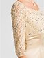 cheap Mother of the Bride Dresses-Mermaid / Trumpet Mother of the Bride Dress Elegant Scoop Neck Sweep / Brush Train Satin Lace Half Sleeve with Beading 2023