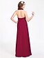 cheap Bridesmaid Dresses-Sheath / Column Halter Neck / High Neck Floor Length Chiffon Bridesmaid Dress with Sash / Ribbon / Bow(s) / Ruffles