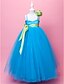 זול שמלות לילדות פרחים-נשף עד הריצפה שמלה לנערת הפרחים  מסיבת החתונה שמלת נשף חמודה סאטן עם פפיון(ים) מתאים 3-16 שנים