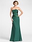 cheap Mother of the Bride Dresses-Sheath / Column Mother of the Bride Dress Two Piece Strapless Floor Length Chiffon Stretch Satin Sleeveless with Criss Cross Beading Appliques 2023