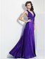 cheap Special Occasion Dresses-Sheath / Column Beautiful Back Dress Prom Formal Evening Floor Length Sleeveless Plunging Neck Chiffon with Ruched Beading 2023