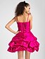 cheap Cocktail Dresses-Ball Gown Homecoming Cocktail Party Prom Dress Sweetheart Neckline Spaghetti Strap Sleeveless Short / Mini Taffeta with Pick Up Skirt Criss Cross Beading 2021