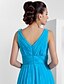 cheap Special Occasion Dresses-Sheath / Column Elegant Dress Prom Formal Evening Floor Length Sleeveless V Neck Chiffon with Criss Cross Beading Draping 2023