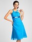 cheap Bridesmaid Dresses-Ball Gown / A-Line Bridesmaid Dress Straps / Jewel Neck / Y Neck Sleeveless Open Back Knee Length Chiffon with Sash / Ribbon / Criss Cross / Beading 2022