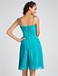 cheap Bridesmaid Dresses-A-Line Princess Spaghetti Straps Sweetheart Knee Length Chiffon Bridesmaid Dress with Draping Ruched Crystal Brooch Criss Cross by