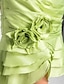 cheap Bridesmaid Dresses-Sheath / Column Strapless Knee Length Taffeta Bridesmaid Dress with Flower Side Draping by LAN TING BRIDE®