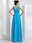 cheap Special Occasion Dresses-Sheath / Column Elegant Dress Prom Formal Evening Floor Length Sleeveless V Neck Chiffon with Criss Cross Beading Draping 2023