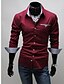 cheap Men&#039;s Shirts-Casual Shirt Plaid Long Sleeve Tops Cotton Wine White Black