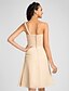 cheap Bridesmaid Dresses-Sheath / Column Bridesmaid Dress One Shoulder Sleeveless Knee Length Chiffon with Side Draping / Flower 2022