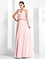 abordables Robes de cérémonie-Ball Gown Cut Out Dress Prom Floor Length Sleeveless Scoop Neck Chiffon with Criss Cross Beading 2022 / Formal Evening / Keyhole