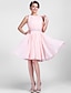 cheap Special Occasion Dresses-Ball Gown Cute Dress Homecoming Cocktail Party Knee Length Sleeveless Jewel Neck Chiffon with Beading Draping 2024