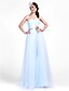 cheap Bridesmaid Dresses-Princess / A-Line Strapless / Sweetheart Neckline Floor Length Tulle Bridesmaid Dress with Sash / Ribbon / Ruched / Draping
