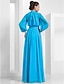 זול שמלות ערב-Ball Gown Vintage Inspired Dress Formal Evening Military Ball Floor Length Long Sleeve High Neck Chiffon with Bow(s) Beading Draping 2023
