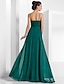 cheap Evening Dresses-A-Line Empire Holiday Formal Evening Dress Spaghetti Strap Sleeveless Floor Length Chiffon with Crystals 2021