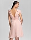 cheap Bridesmaid Dresses-A-Line / Ball Gown V Neck Knee Length Chiffon Bridesmaid Dress with Beading / Side Draping / Ruched by LAN TING BRIDE®