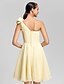 cheap Bridesmaid Dresses-A-Line / Princess One Shoulder / Sweetheart Neckline Knee Length Chiffon Bridesmaid Dress with Beading / Bow(s) / Draping by LAN TING BRIDE®