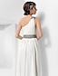 Χαμηλού Κόστους Φορέματα ειδικών περιστάσεων-Ίσια Γραμμή Κομψό Φόρεμα Χοροεσπερίδα Επίσημο Βραδινό Μακρύ Αμάνικο Ένας Ώμος Σιφόν με Χάντρες Που καλύπτει 2024