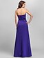 cheap Bridesmaid Dresses-A-Line / Princess Strapless / Spaghetti Strap Floor Length Satin Bridesmaid Dress with Beading / Side Draping / Criss Cross by LAN TING