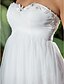 baratos Vestidos de Casamento-Linha A Vestidos de noiva Decote Princesa Cauda Capela Tule Sem Alças com Franzido Miçangas Apliques 2020