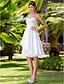 cheap Wedding Dresses-A-Line Wedding Dresses Sweetheart Neckline Knee Length Satin Tulle Strapless Little White Dress with Sash / Ribbon 2020