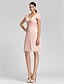cheap Bridesmaid Dresses-A-Line / Ball Gown V Neck Knee Length Chiffon Bridesmaid Dress with Beading / Side Draping / Ruched by LAN TING BRIDE®