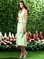 cheap Bridesmaid Dresses-A-Line / Princess V Neck / Halter Neck Tea Length Chiffon Bridesmaid Dress with Side Draping by LAN TING BRIDE®