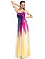 Χαμηλού Κόστους Βραδινά Φορέματα-Βραδινή τουαλέτα Φόρεμα Χοροεσπερίδα Επίσημο Βραδινό Μακρύ Αμάνικο Ένας Ώμος Σιφόν με Χιαστί Κρυστάλλινη λεπτομέρεια Χάντρες 2024