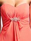 זול שמלות שושבינה-Ball Gown / A-Line Bridesmaid Dress Sweetheart Neckline / Strapless Sleeveless Sexy Knee Length Chiffon with Draping / Side Draping / Crystal Brooch 2022