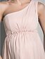 cheap Bridesmaid Dresses-Ball Gown / A-Line One Shoulder Knee Length Chiffon Bridesmaid Dress with Draping / Side Draping / Maternity