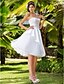 cheap Wedding Dresses-A-Line Wedding Dresses Sweetheart Neckline Knee Length Satin Tulle Strapless Little White Dress with Sash / Ribbon 2020