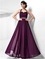 cheap Special Occasion Dresses-Sheath / Column Open Back Dress Prom Floor Length Sleeveless Halter Neck Chiffon with Criss Cross Beading 2022