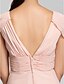 cheap Bridesmaid Dresses-A-Line / Ball Gown V Neck Knee Length Chiffon Bridesmaid Dress with Beading / Side Draping / Ruched by LAN TING BRIDE®