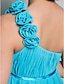 cheap Bridesmaid Dresses-Sheath / Column One Shoulder Floor Length Chiffon Bridesmaid Dress with Draping / Flower by LAN TING BRIDE®