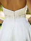 billiga Brudklänningar-A-linje Hjärtformad urringning Knälång Chiffong Bröllopsklänningar tillverkade med Bård / Applikationsbroderi / Draperad av LAN TING BRIDE® / Liten vit klänning