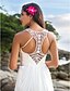 cheap Wedding Dresses-Beach Boho Wedding Dresses A-Line V Neck Regular Straps Court Train Chiffon Bridal Gowns With Beading Sequin 2024
